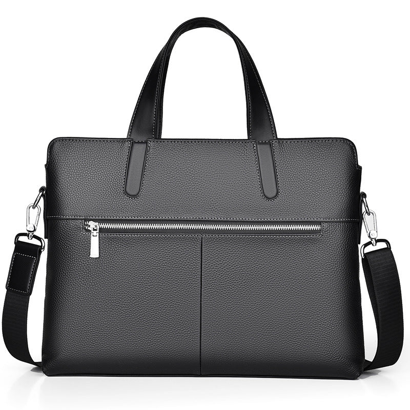 Large-Capacity Crossbody Leather Briefcase for Professionals