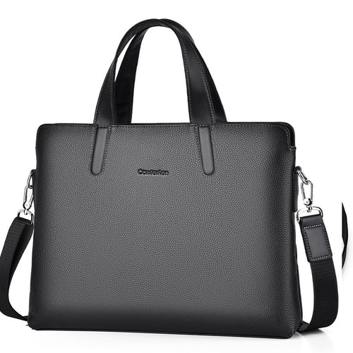Large-Capacity Crossbody Leather Briefcase for Professionals