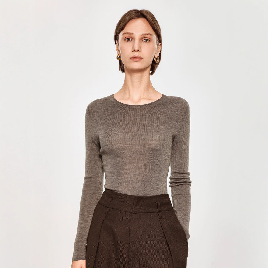 Womens Versatile Crew-neck Knit Bottoming Sweater