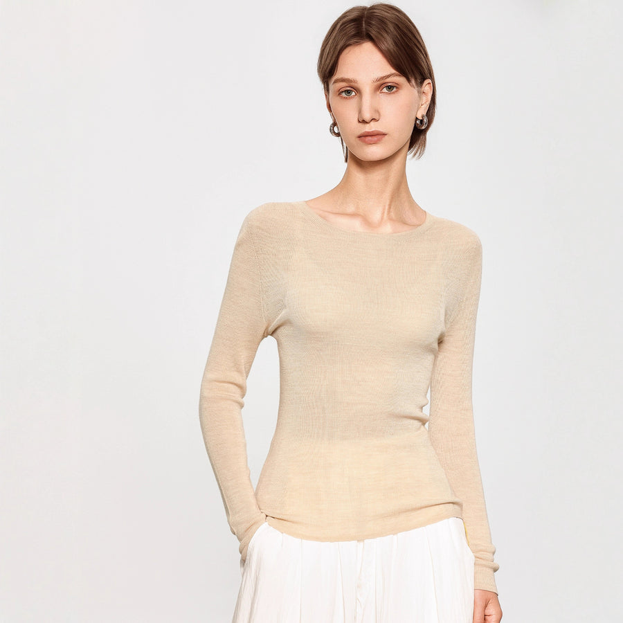 Womens Versatile Crew-neck Knit Bottoming Sweater