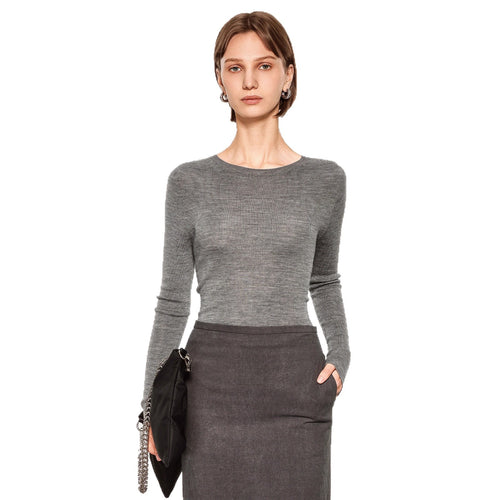 Womens Versatile Crew-neck Knit Bottoming Sweater