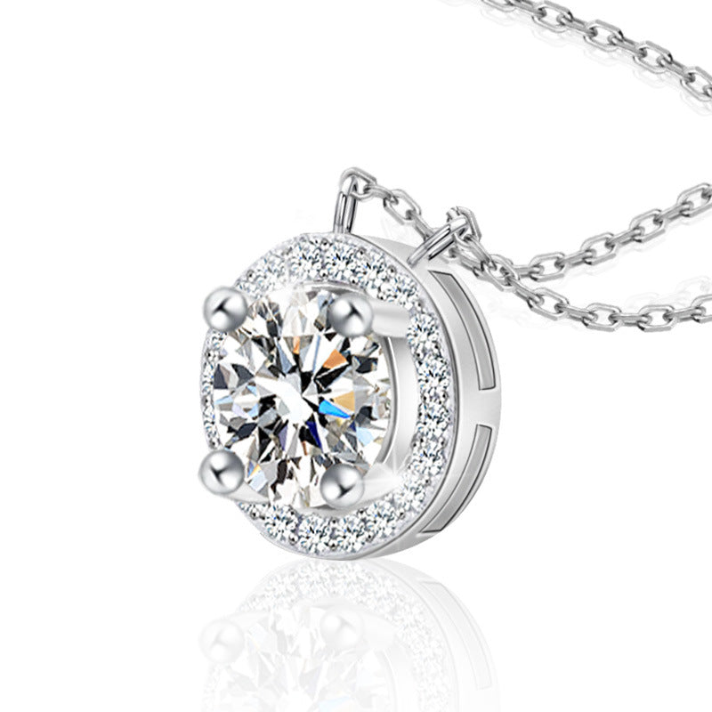 Womens White Diamond Pendant Choker Necklace - Elegant Style