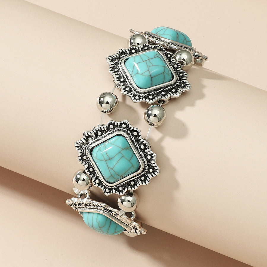 Retro Alloy Turquoise Elastic Bracelet for Women