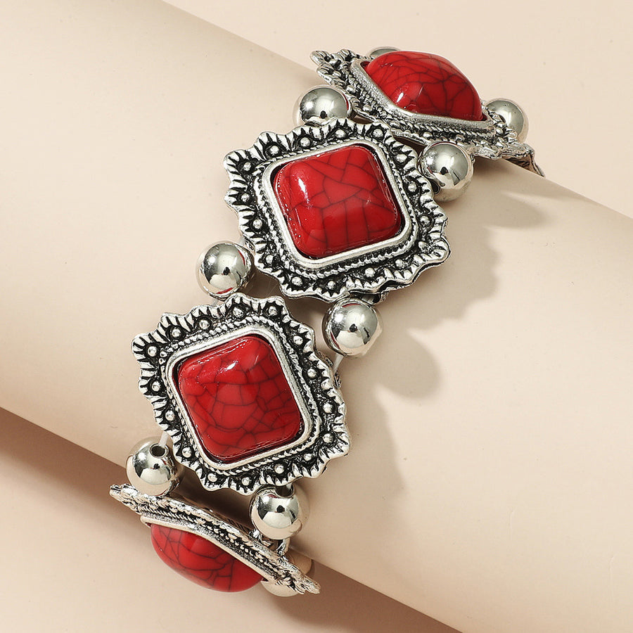 Retro Alloy Turquoise Elastic Bracelet for Women