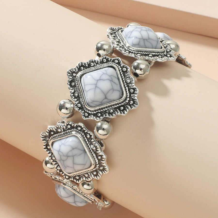 Retro Alloy Turquoise Elastic Bracelet for Women