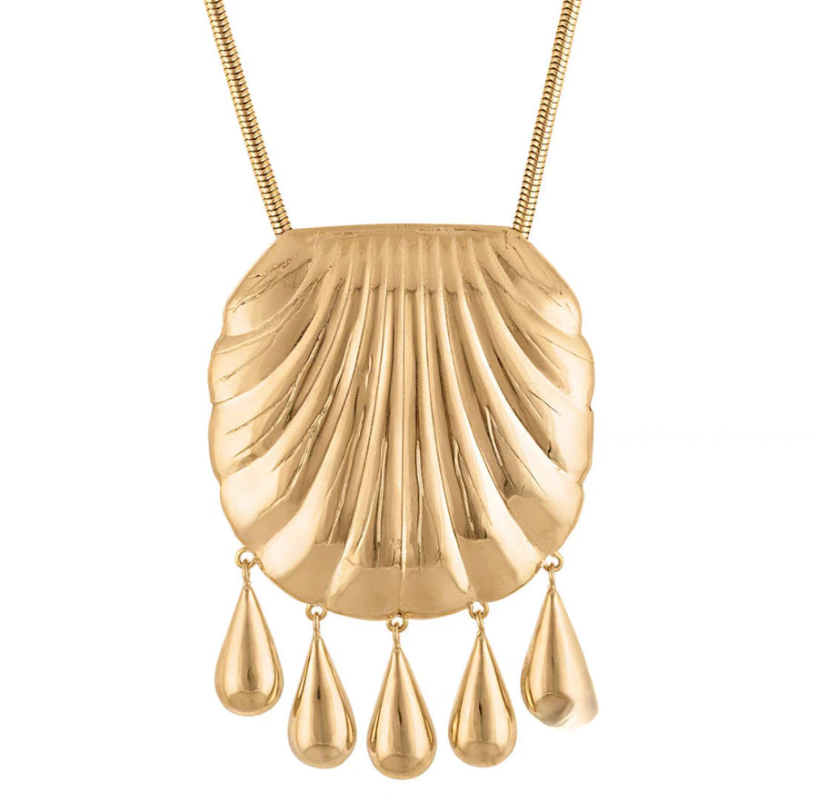Metal Shell Water Drop Pendant Necklace for Elegance