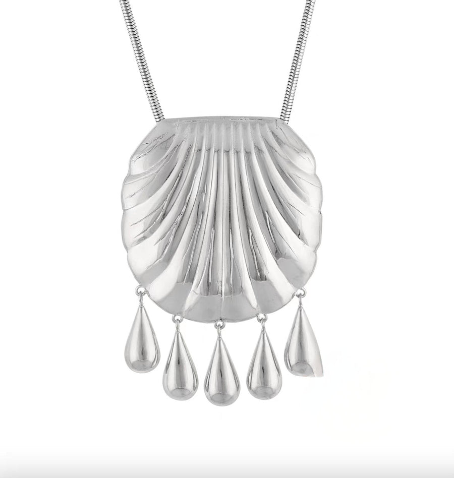 Metal Shell Water Drop Pendant Necklace for Elegance