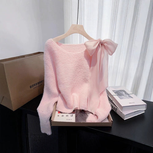 Cozy Lace-up Bow Knit Sweater for Stylish Comfort