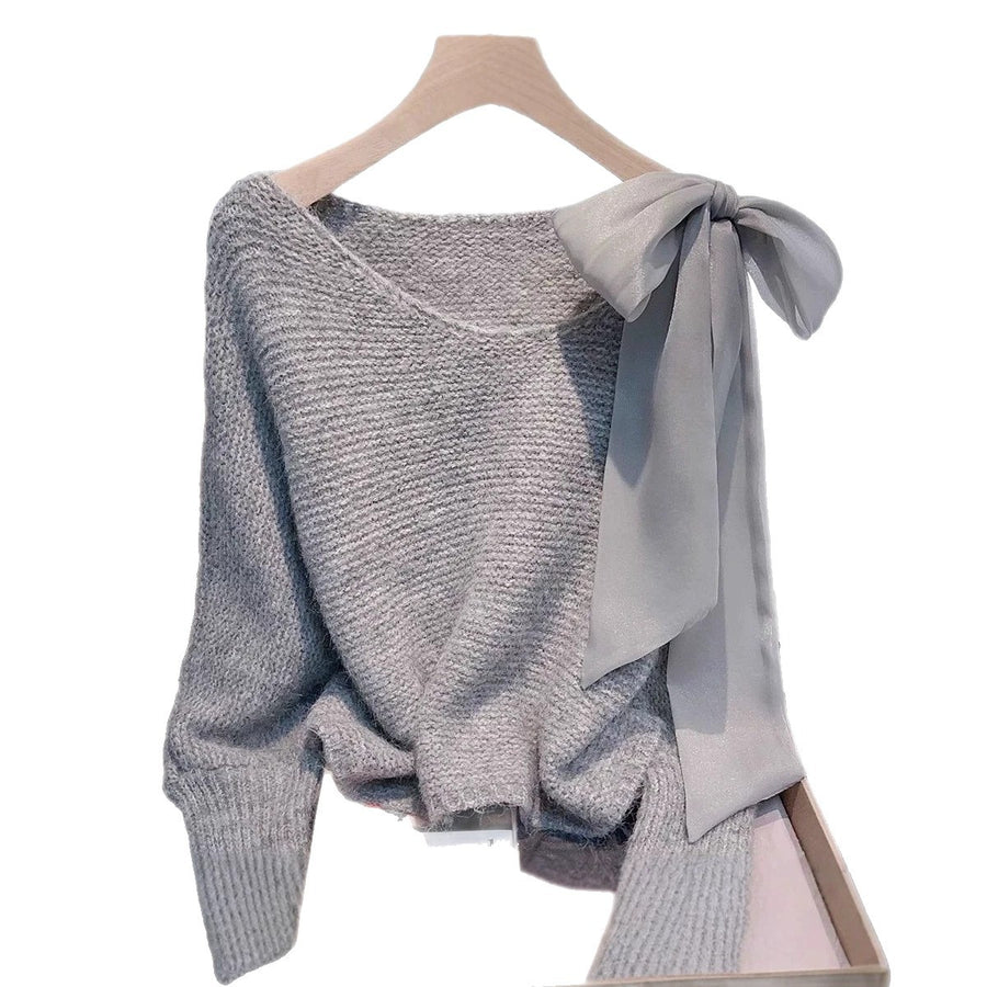 Cozy Lace-up Bow Knit Sweater for Stylish Comfort