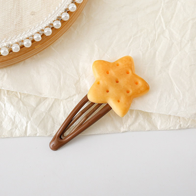 Simulation Cookie Heart Star Hair Clip for Trendy Styles