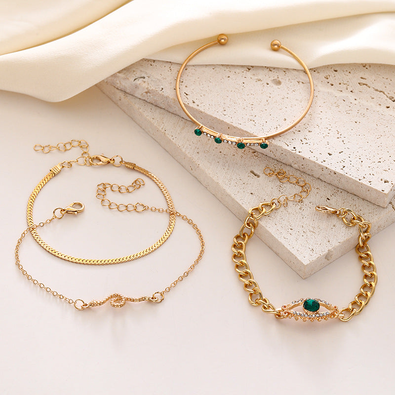 Womens Four-Piece Personalized Serpentine Open-End Bracelet Set