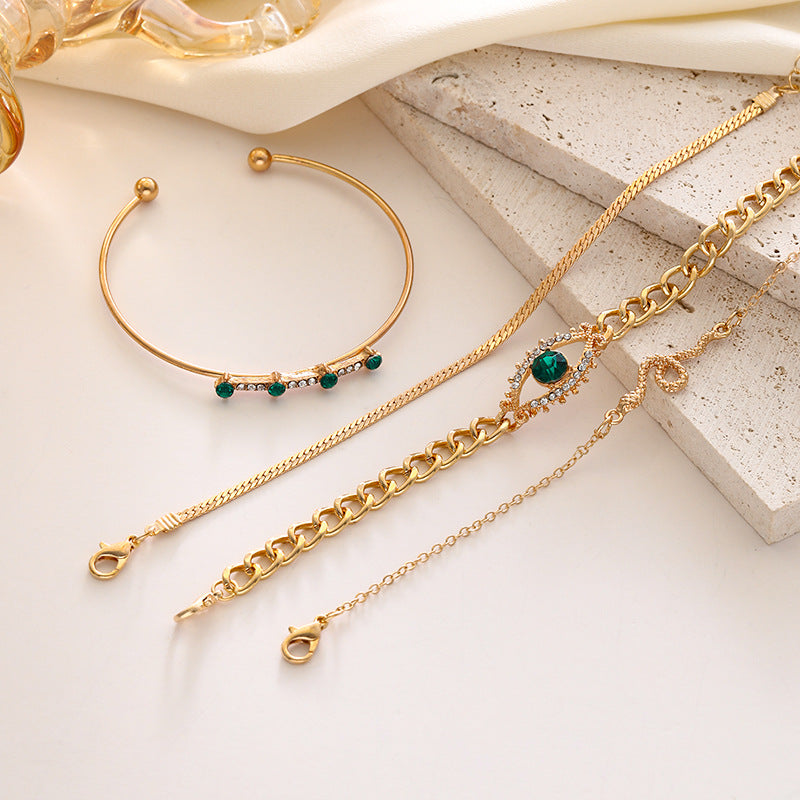 Womens Four-Piece Personalized Serpentine Open-End Bracelet Set