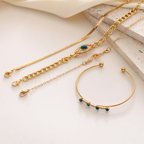 Womens Four-Piece Personalized Serpentine Open-End Bracelet Set