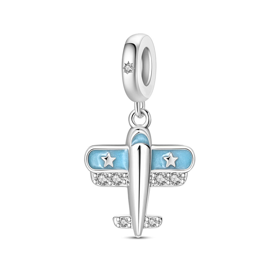 Blue Oil-Drip Plated Silver Bow Bracelet & Necklace Set