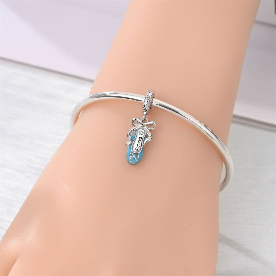 Blue Oil-Drip Plated Silver Bow Bracelet & Necklace Set