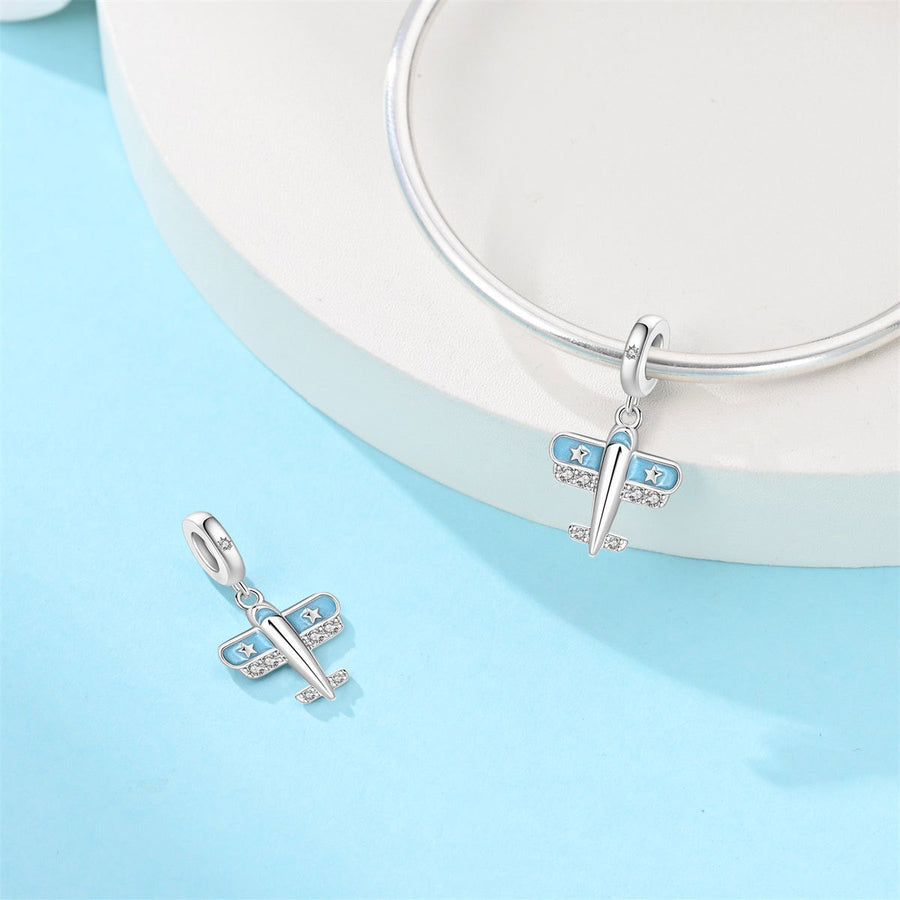Blue Oil-Drip Plated Silver Bow Bracelet & Necklace Set