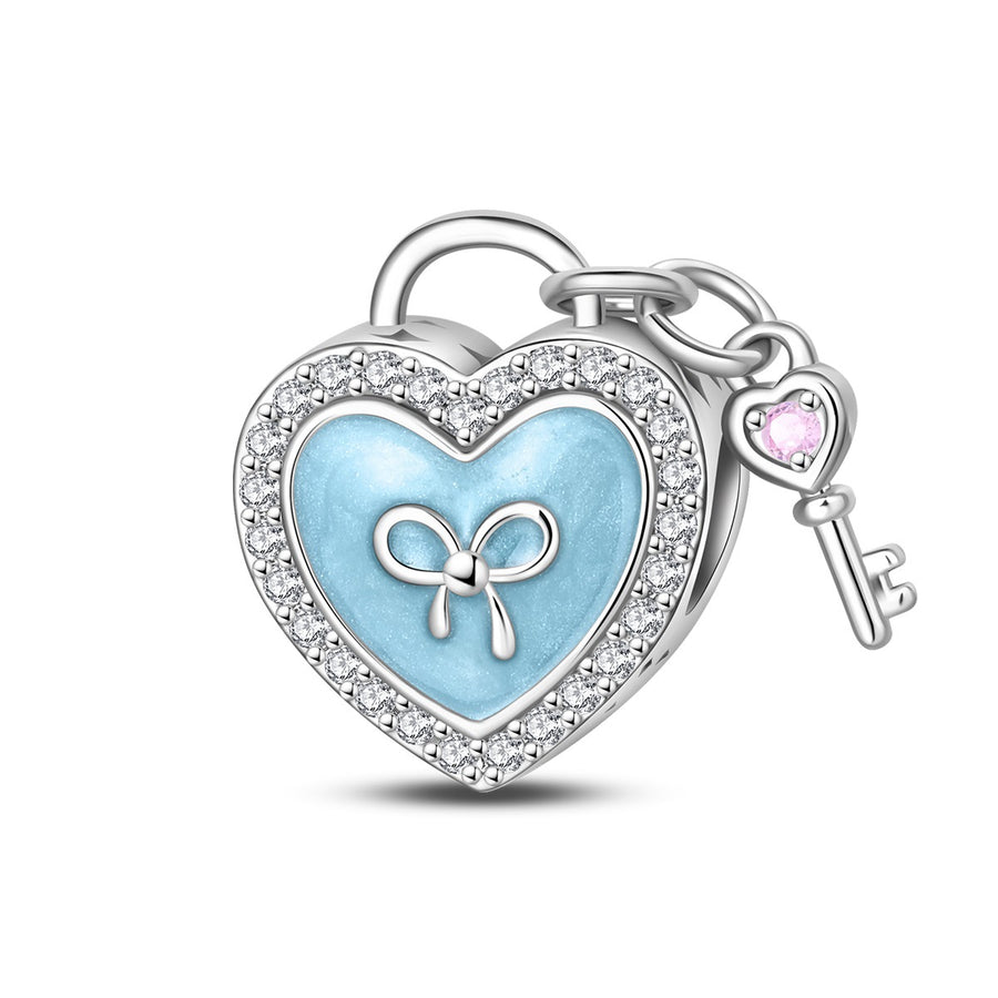 Blue Oil-Drip Plated Silver Bow Bracelet & Necklace Set