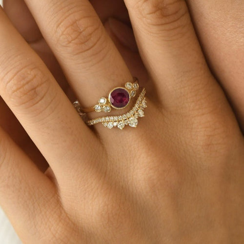 Luxury Ruby Couple Rings for Women - Elegant Stacking Rings