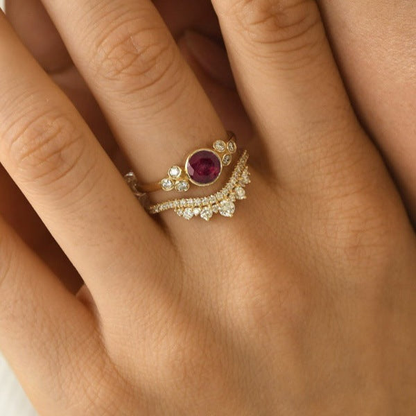 Luxury Ruby Couple Rings for Women - Elegant Stacking Rings
