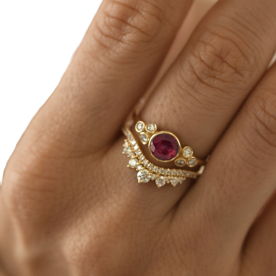 Luxury Ruby Couple Rings for Women - Elegant Stacking Rings