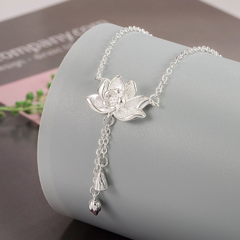 Womens Tassel Lotus Pendant Necklace - Elegant & Unique