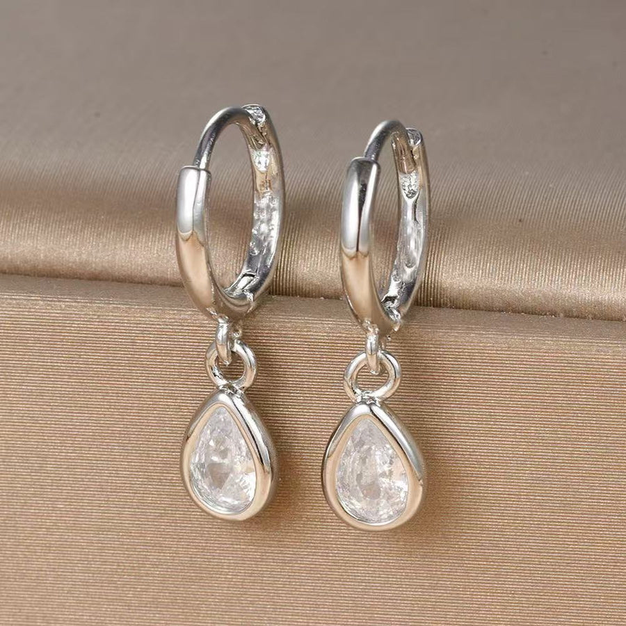 French-style Minimalist Water-drop Zircon Earrings
