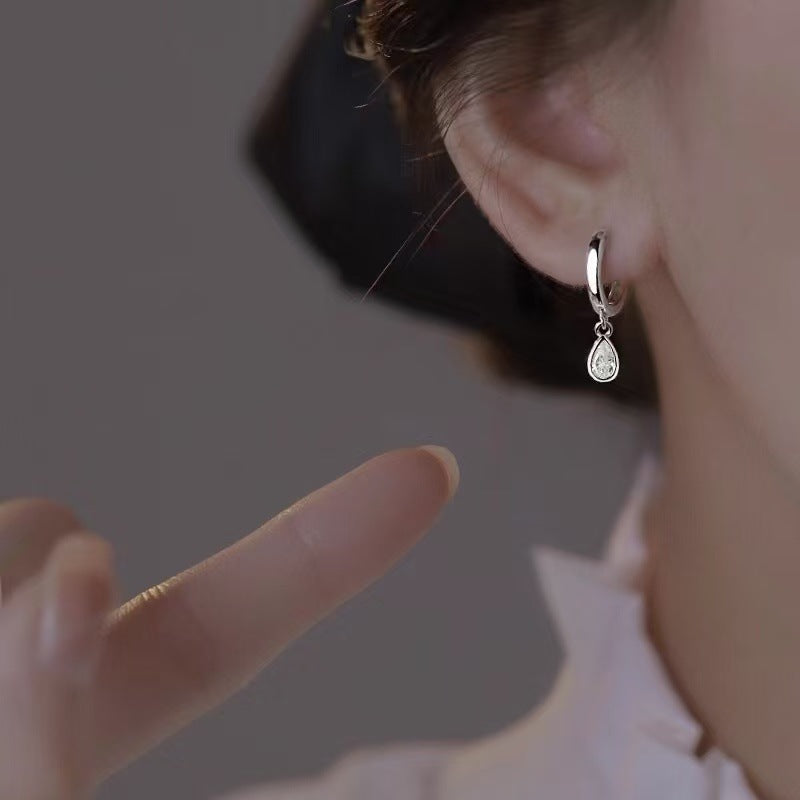 French-style Minimalist Water-drop Zircon Earrings