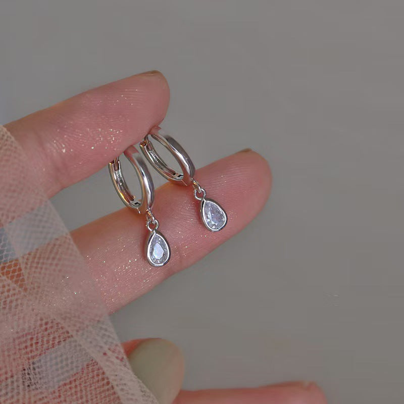 French-style Minimalist Water-drop Zircon Earrings