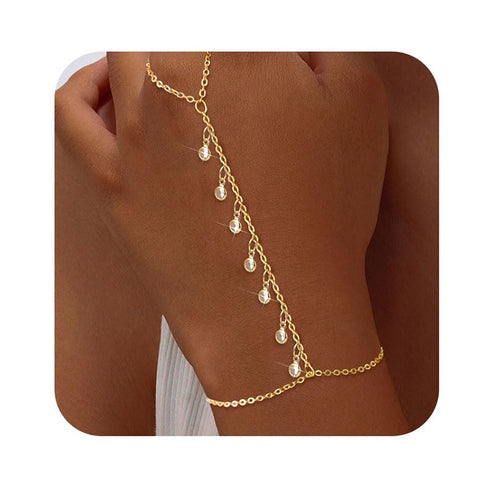 Stainless Steel 18K Gold-Plated Chain Linked Tennis Bracelet