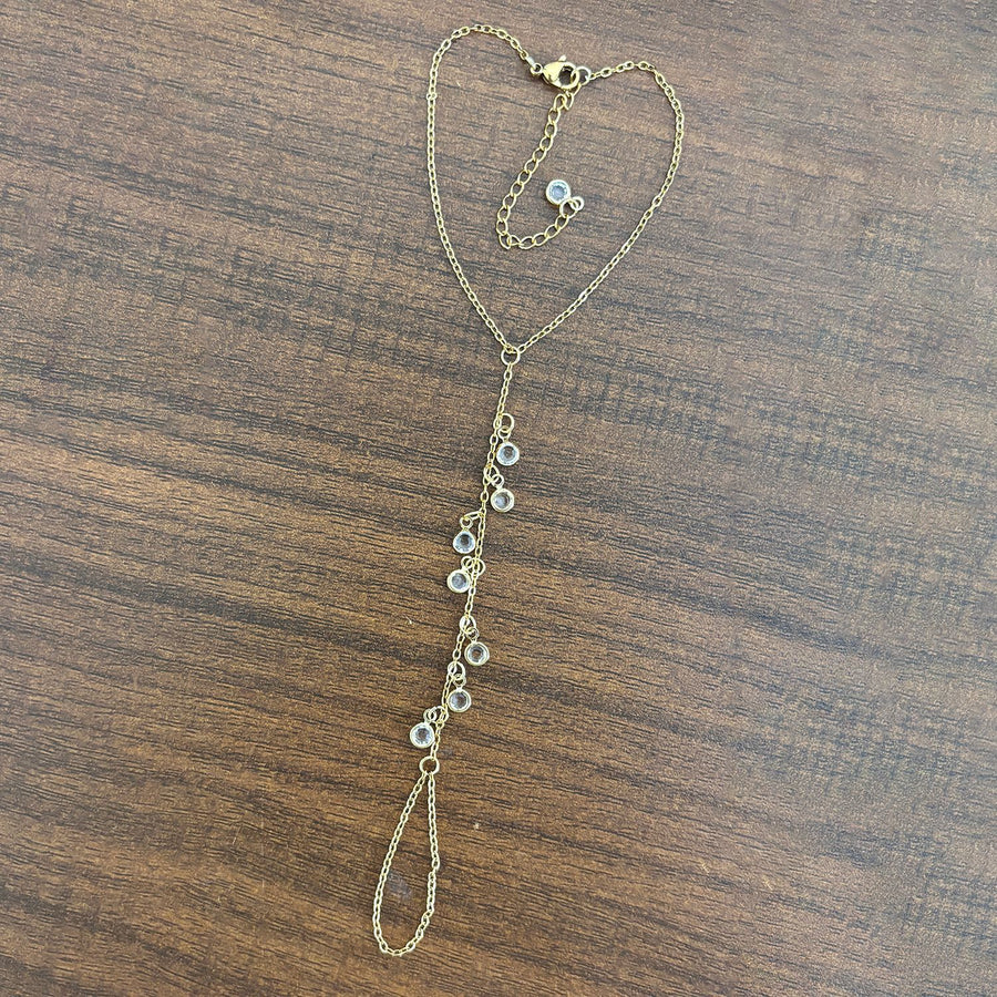 Stainless Steel 18K Gold-Plated Chain Linked Tennis Bracelet