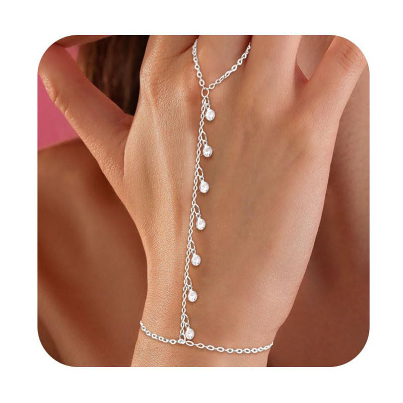 Stainless Steel 18K Gold-Plated Chain Linked Tennis Bracelet
