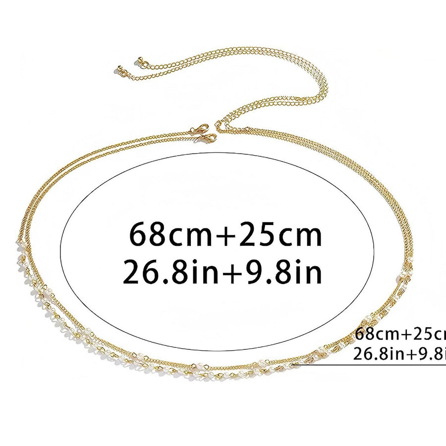 Womens Versatile Delicate Pearl Chain Body Chain