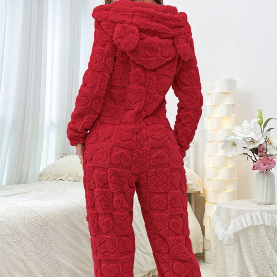 Plush Onesie Pajamas With Hood - Trendy Bodysuit for Home Wear
