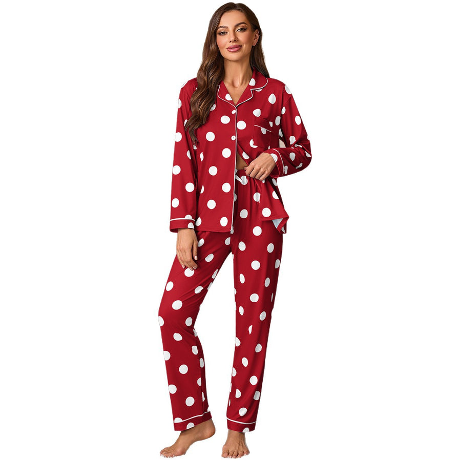 Womens Casual Pajama Set with Long Sleeves and Pants