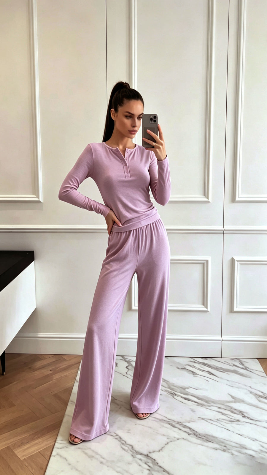 Womens T-shirt and Wide-leg Trousers Set for Stylish Comfort