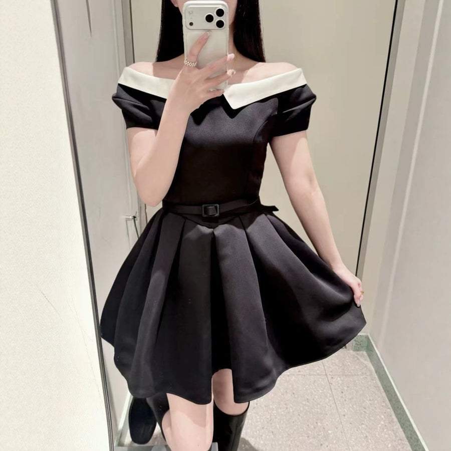 Notch Lapel Defined Waist Short Dress for Effortless Style