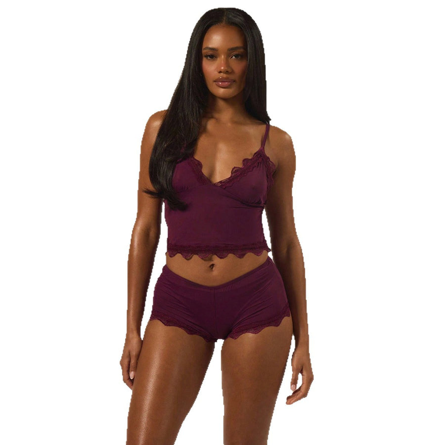 Lace Trimmed Sleeveless Camisole Top - Women's Casual Dress