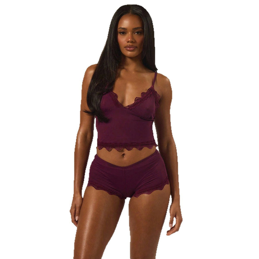 Lace Trimmed Sleeveless Camisole Top - Women's Casual Dress