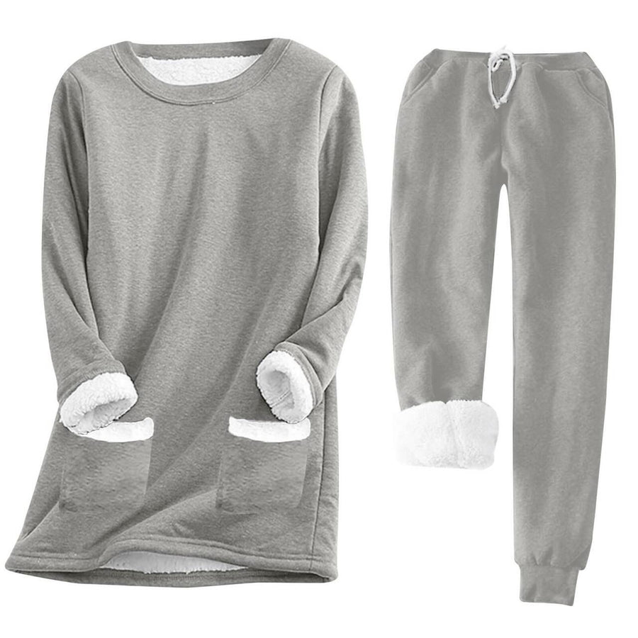 Womens Pullover Long-sleeve Casual Thickened Plush Hoodie Set