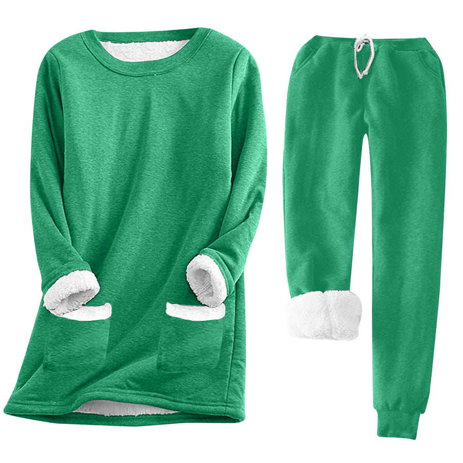 Womens Pullover Long-sleeve Casual Thickened Plush Hoodie Set