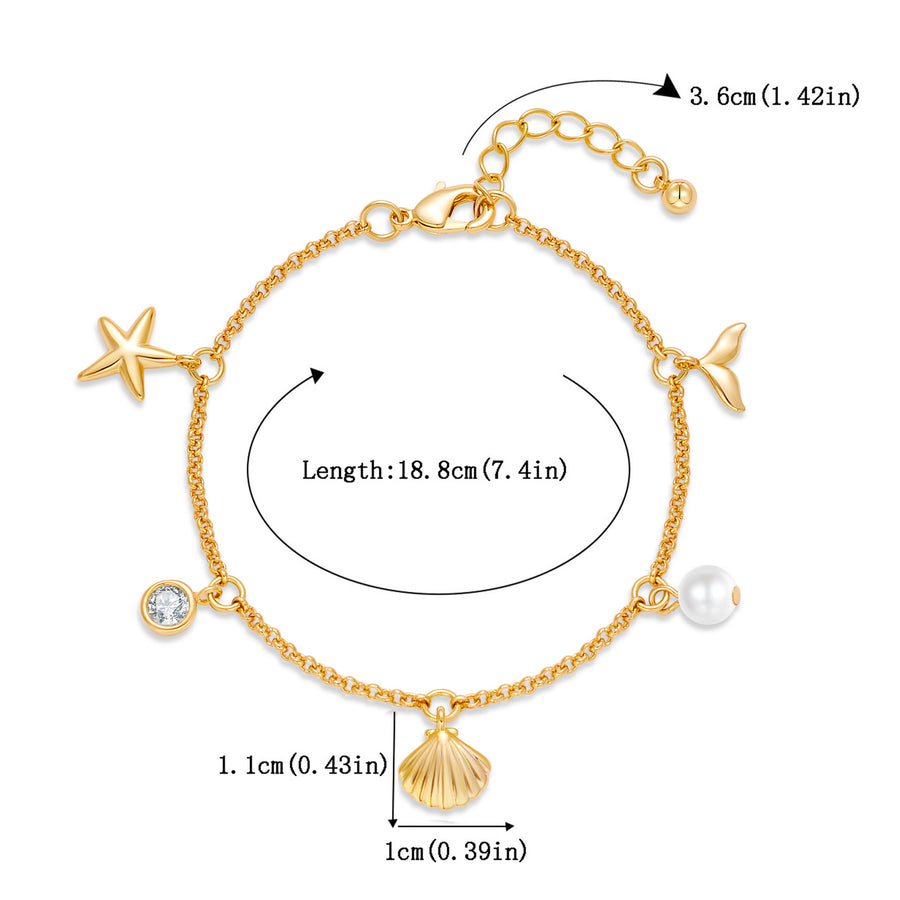 Starry Shell Fish-Tail Copper-Plated 14K Gold Bracelet