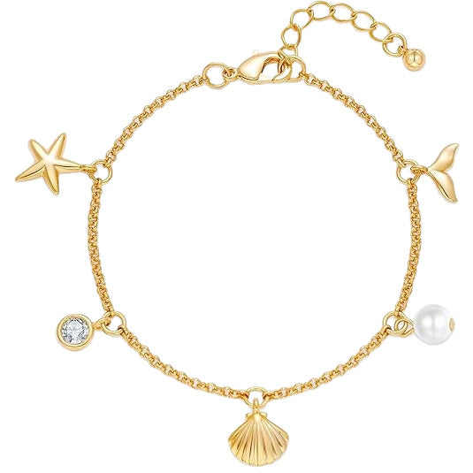 Starry Shell Fish-Tail Copper-Plated 14K Gold Bracelet