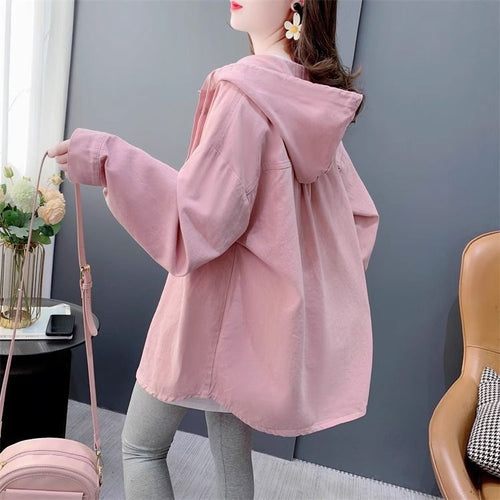 Thin Korean-style Shirt with Hooded Top and Jacket