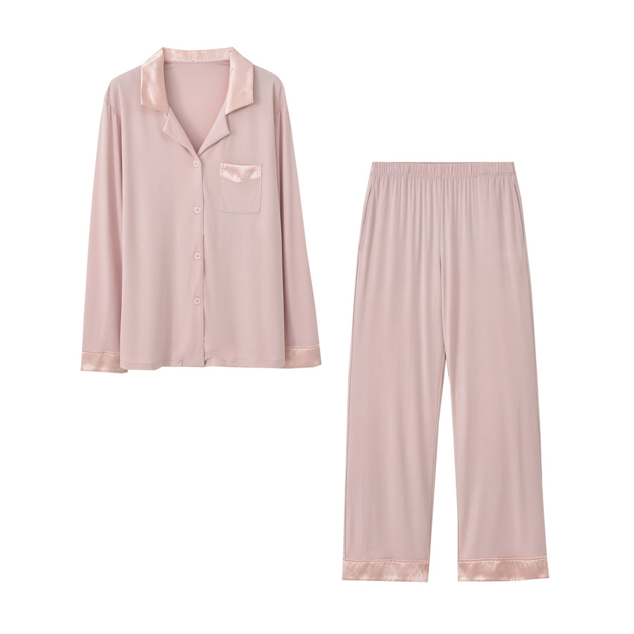 Womens Suit Set with Lapel and Long Sleeves - Stylish Lounge Set