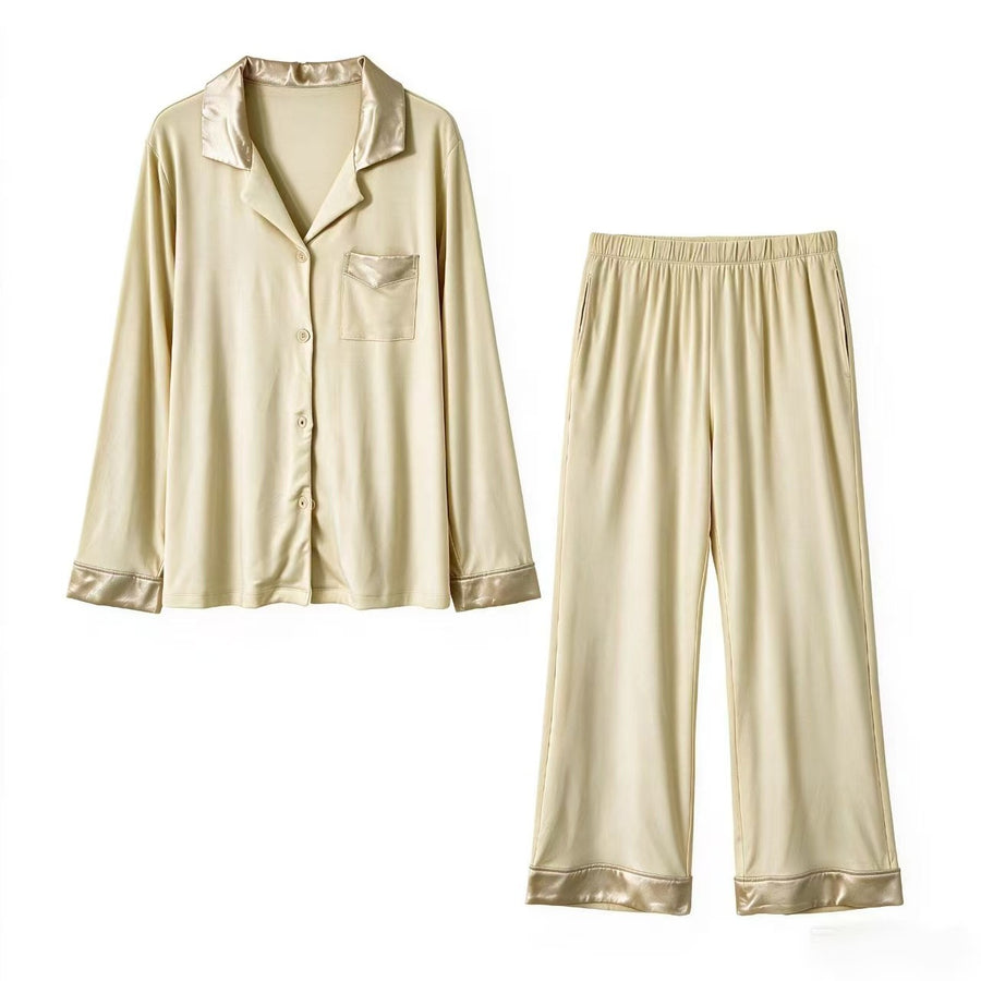 Womens Suit Set with Lapel and Long Sleeves - Stylish Lounge Set