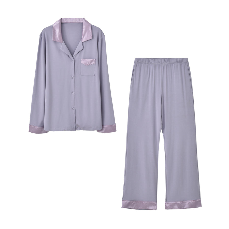 Womens Suit Set with Lapel and Long Sleeves - Stylish Lounge Set