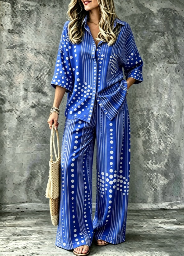 Spring Summer Women's Shirt Set with Digital Print T-Shirt