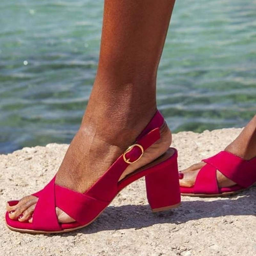 Plus-size Suede Open-toe Sandals for Trendy Comfort