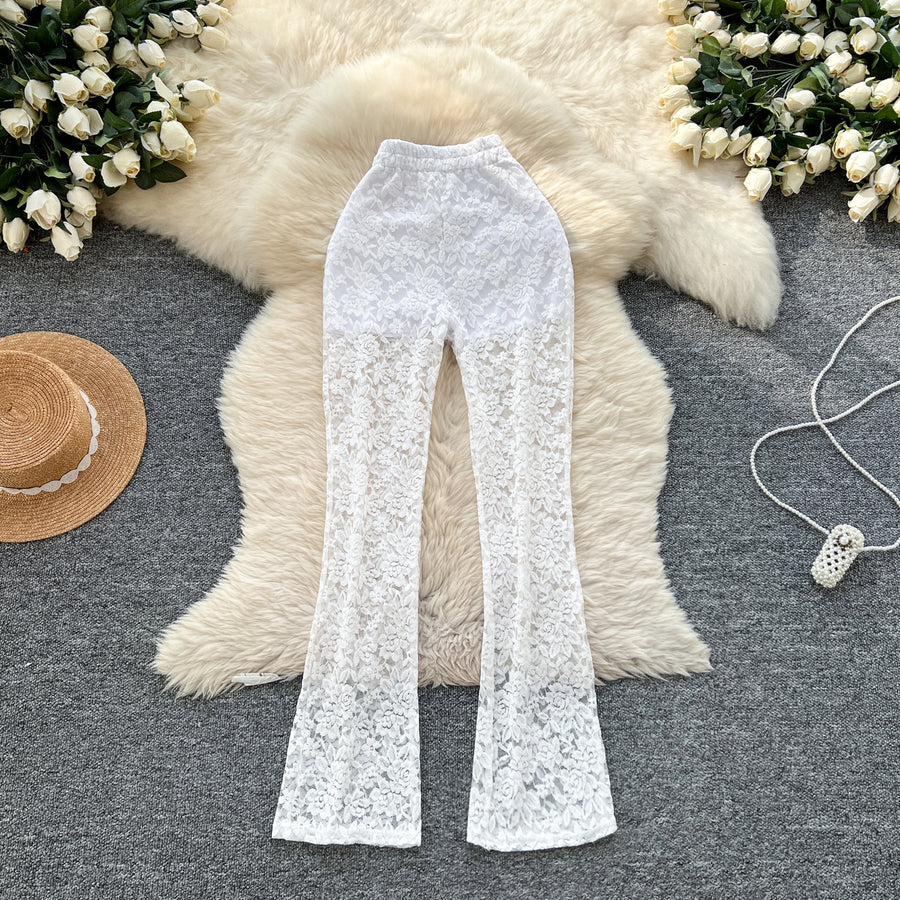 Pure and Alluring Versatile Thin Sheer Lace Pants