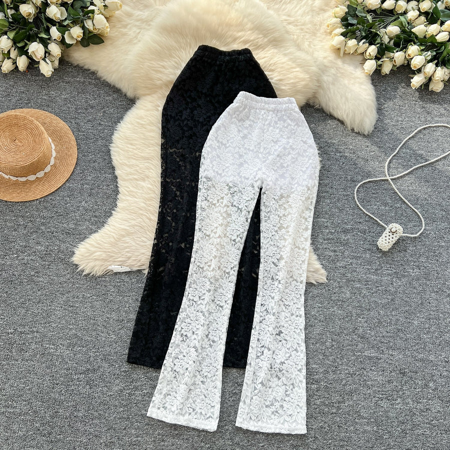 Pure and Alluring Versatile Thin Sheer Lace Pants